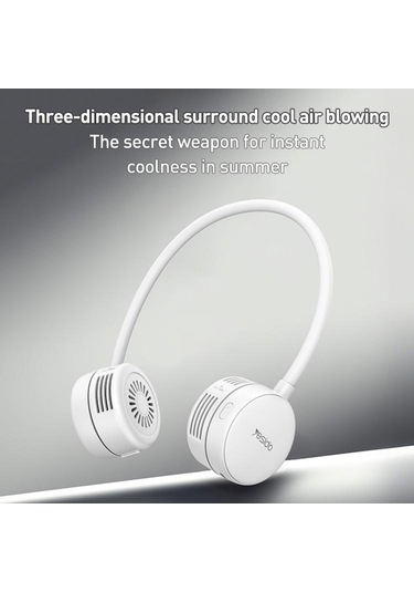 Yesido Yf17 Taşınabilir Surround Boyun Fan Gri Beyaz