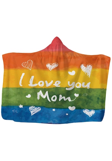 Homyl Kapüşonlu Battaniye Giyilebilir Şal Yatakhane Uyuklama Anne 130x150cm Çok Renkli