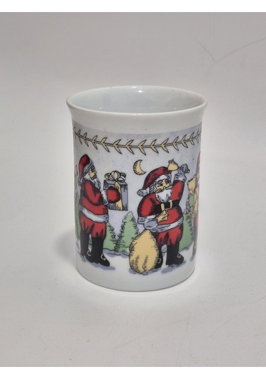 Vintage Noel Baba Figürlü Porselen Kupa 10cm Çok Renkli
