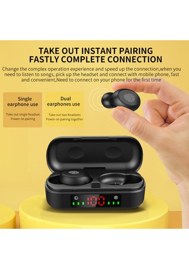 Vkemall Siyah Ip67 Su Geçirmez Bt5.0 Kulaklıklar: Otomatik Eşleşme, Mikrofonlu Hd Konuşma, Akıllı Gürültü Engelleme, Hifi Ses