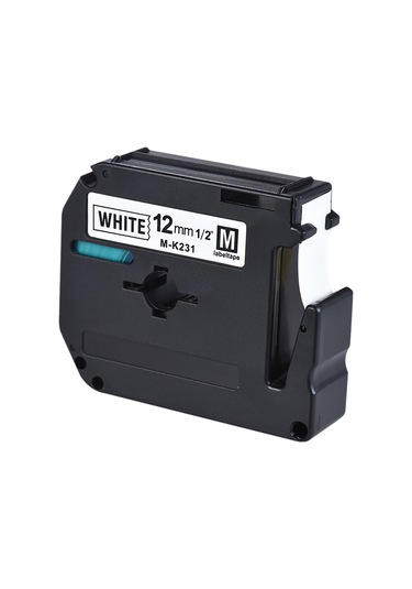 Kangvka Brother M-k231 12mm Etiket Şeridi - Siyah Yazılı Beyaz Zeminli 8m Uzunluk