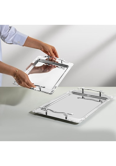 Nehir Lalezar Sade 2’li Çelik Tepsi Seti