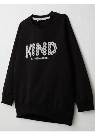 Kız Çocuk Kind İşlemeli Eşofman Takım-14389 Siyah