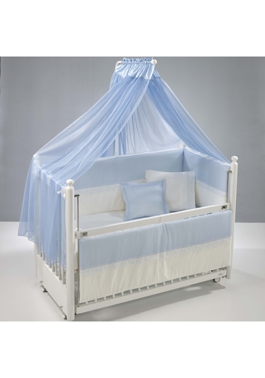 Meltem Kids Mondo İncili Mavi Pamuklu Bebek Uyku Seti 60 x 120 CM Mavi