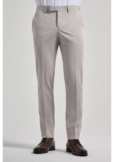 İmza Açık Krem Esnek Yandan Cepli Slim Fit Classic Pantolon 1003250106 Açık Krem