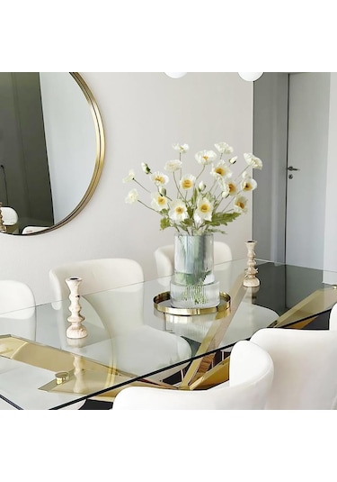 Yapay Çiçek Gelincik Çiçeği Kar Beyaz Renk 3 Çiçek 1 Tomurcuk 59cm Beyaz