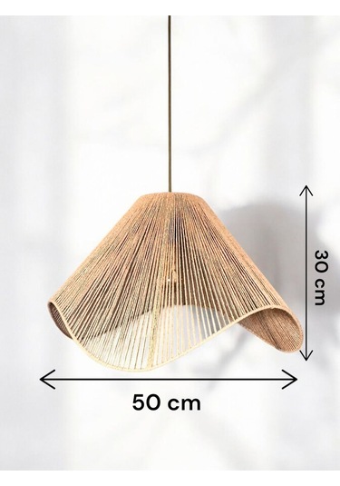 Hasır El Yapımı Bohem Büyük Asimetrik Şekilli Rustik Avize Kahverengi