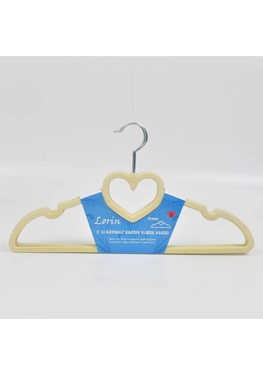 Lorin 5'li Kadife Elbise Askısı Bej