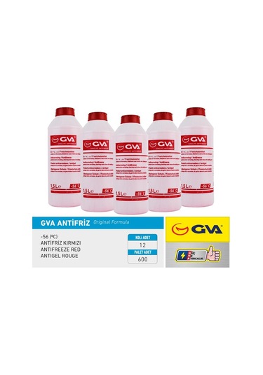 Gva Antifriz 1.5 Lt -56 C Kırmızı Long Life Koli 12 Ad Organık IS00-GVA 9930132