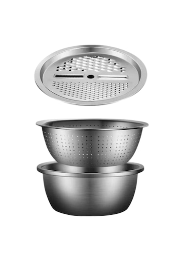 Suntek Sebze Dilimleyici Pirinç Yıkama Süzgeci Ve Süzme 28cm Gümüş