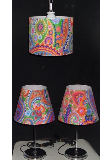 Yatak Odası Avize Abajur Seti Metal Krom Ayaklı