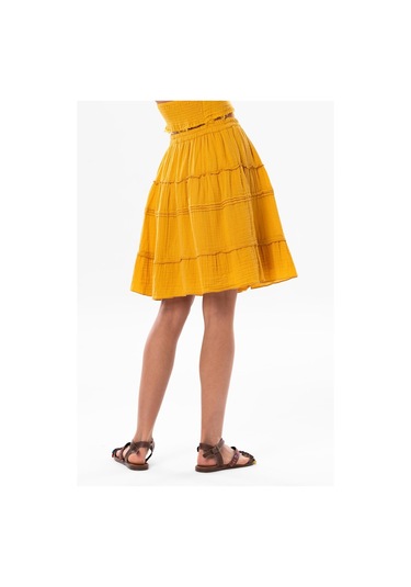 Benan Beli Lastikli Kısa Yazlık Müslin Etek Hardal Hrd-hardal Hardal