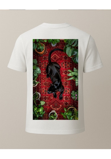 Hugo Boss Etnik Puma Baskılı T-shirt Beyaz