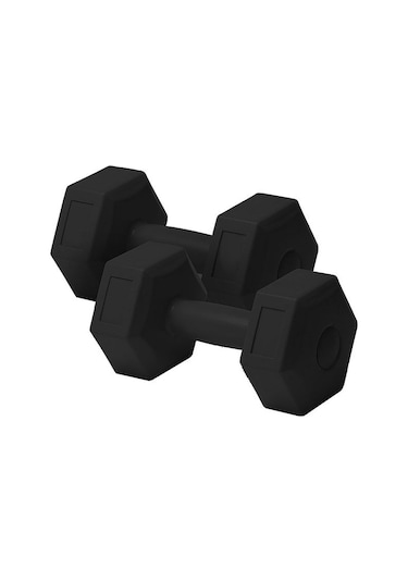 5 Kg X 2 Adet Siyah Plastik Dambıl Ağırlık Seti - Evde Egzersiz İçin İdeal