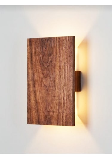 Yansıtma Tasarımlı Çift Yönlü Doğal Ahşap Salon Aplik Avize Ahşap