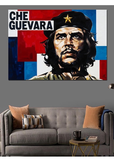 Che Guevara Portre İllüstrasyon Dekoratif Kanvas - Mdf Ahşap Tablo