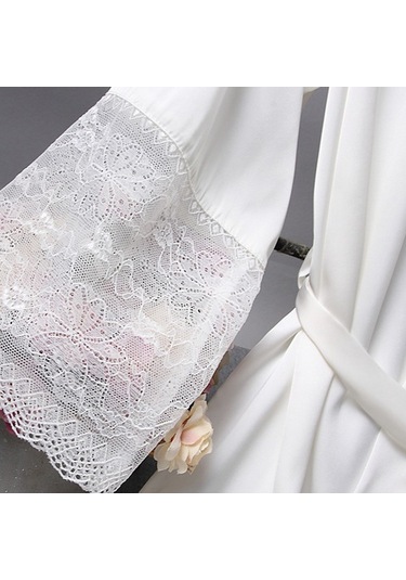 Sones Bornozlar Zarif Pijama Dantel Kadın Elbise Kimono İpek Bornoz Pembe