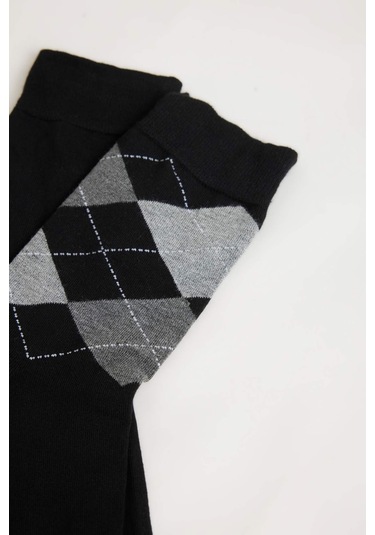 DeFacto Erkek Dikişsiz Baklava Desenli Ultra Soft 2'li Bambu Premium Uzun Çorap D3775AXNSBK26