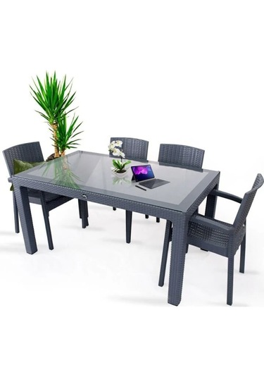 4 Kişilik Victor Koltuk 90x150cm Camlı Set Antrasit