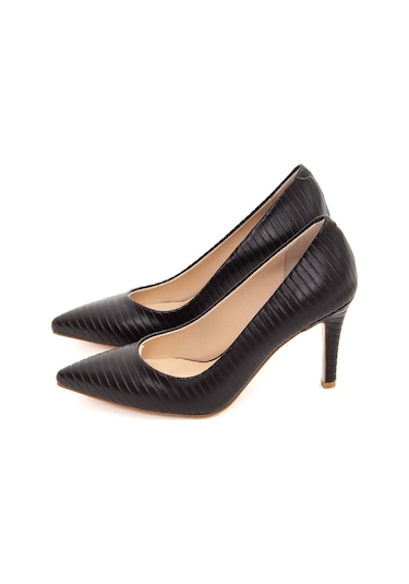 Tamer Tanca Kadın Hakiki Deri Siyah Stiletto Ayakkabı 22 5205 Bn Ayk Sıyah 01 Siyah