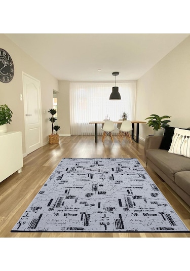 Çam Halı Bodrum Bdr 113 Gri Özel Latex Kaymaz Tabanlı Kilim