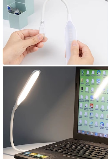 Buffer Usb Girişli 14 Ledli 3 Kademeli Dokunmatik Masa/kitap Okuma Lambası Ledi Beyaz Renkli