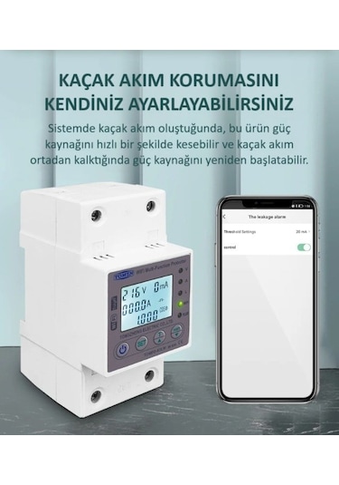 Tomzn Kaçak Akım Koruma Rölesi Ve Yüksek Voltaj Ve Akım Koruyucu Röle 63A Wifi Özellikli Devrim