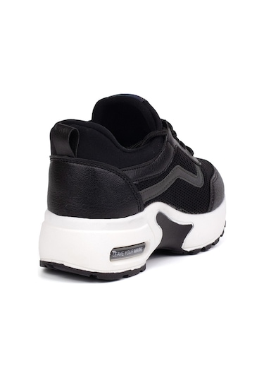 Kız Çocuk Siyah Beyaz Fileli Rahat Günlük Sneaker Nefes Alan Spor Ayakkabı Siyah - Beyaz