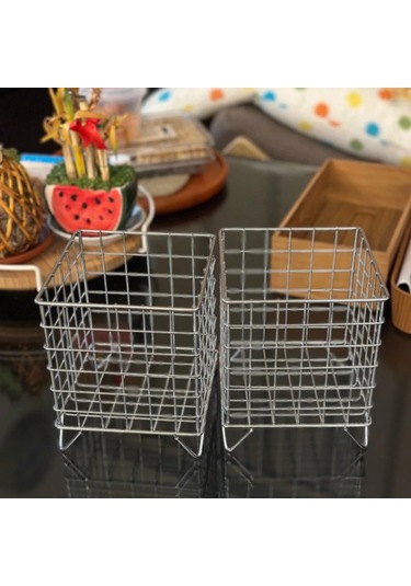 Çağdaş Masa Düzenleme Saklama Sepeti - Ofis Saklama Kutusu, Gümüş