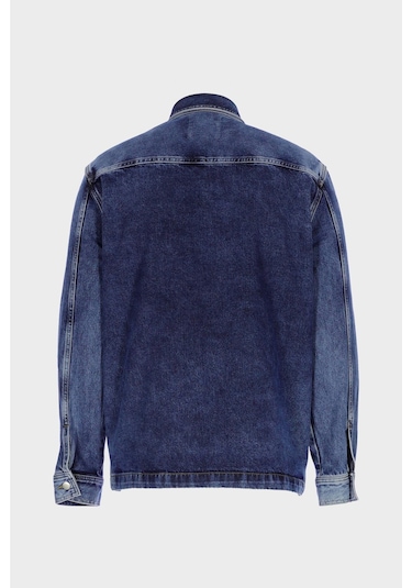 Orta Mavi Regular Fit Fermuarlı Jean Ceket C 4553-110 Mavi