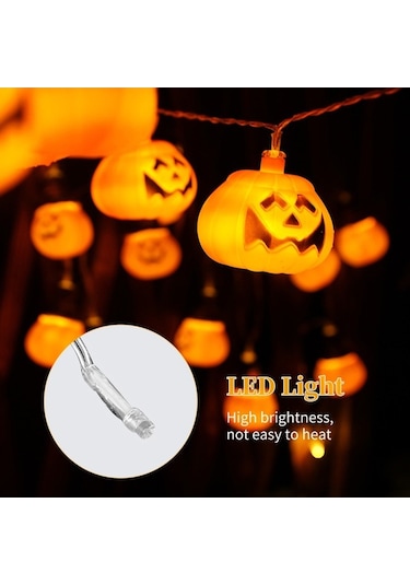 Novahub Kadılar Bayramı 3m 20 Led Işık, 8 Modlu Korku Kabak Dekorasyon Aydınlatma