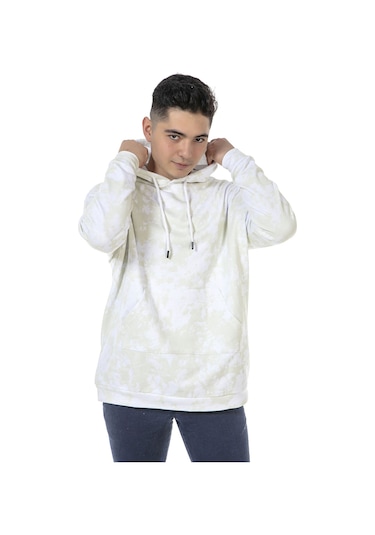 Unisex Oversize Kapüşonlu Kanguru Cepli Batik Sweatshirt