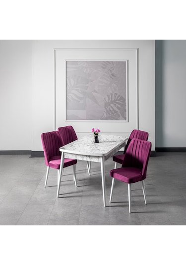 Carrara Masa - 4 Polo Sandalye - Masa Takımı