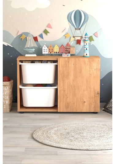 Bofigo Sepetli Dolap Çok Amaçlı Dolap Oyuncak Dolabı Sıla Çam Diğer