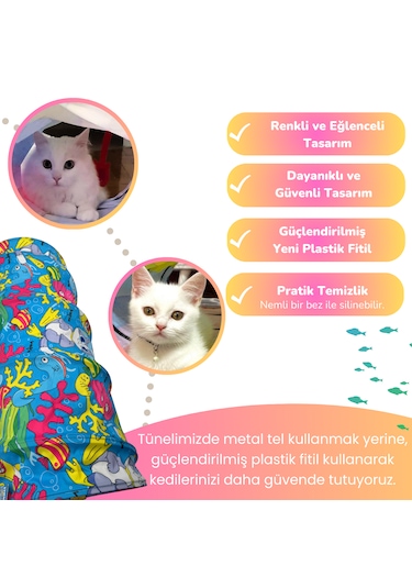 Miyav Aqua Temalı Kedi Tüneli 60 Cm