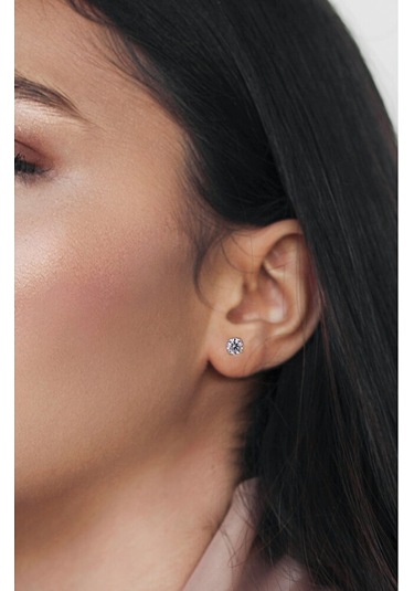 Cerrahi Çelik Üç Çift Tek Taşlı Küpe Üç Farklı Boy Gümüş Renk 2 x 3