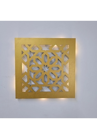 Led Işıklı Motif Tablo 3 - 30x30cm Gold