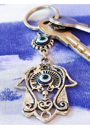 Moncuk Design Nazar Boncuklu Fatımanın Eli Metal Anahtarlık
