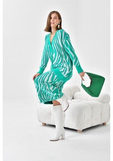 Ftz Women Kadın Zebra Desenli İkili Takım Benetton 20569-benetton Yeşil