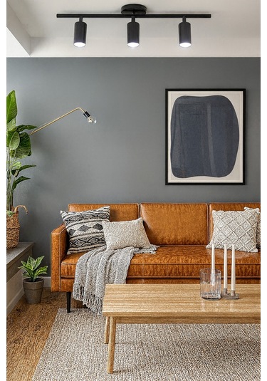 Spoti 3'lü Siyah Renk Beyaz Işık Modern Tasarım Salon - Mutfak - Banyo Spot Ledli Sıralı Avize Siyah