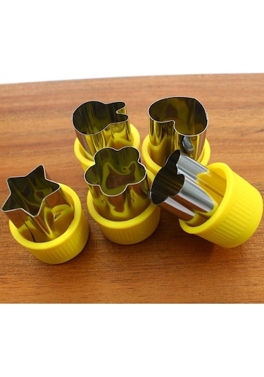 Sebze Meyve Kesici Kalıp 5 Şekil Kalıp Dilimleme Gıda Dekoratör Mutfak Aracı Üst