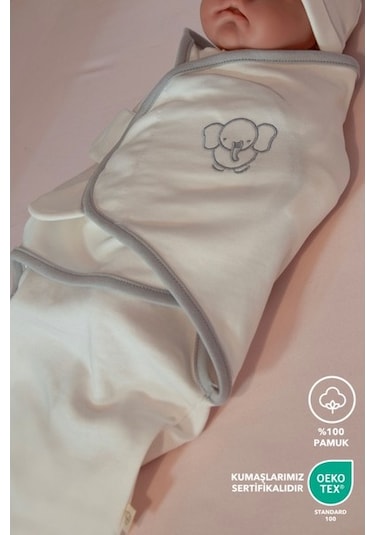 Lilalinda Yenidoğan Nakış Detaylı Pamuk Kundak