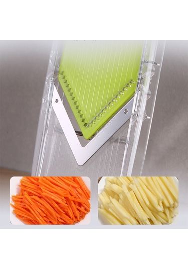 Yaozixa Paslanmaz Çelik Mutfak Dilimleyici - 5 Bıçaklı Ayarlanabilir Sebze Ve Peynir Rendeleyici Yeşil