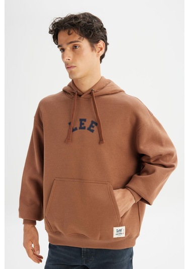 Lee Erkek Mid Logo Hoodie Dark Brown Çok Renkli