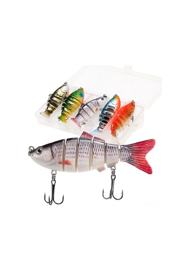 Neevoyu 5 Adet 10cm Sert Yem Balık Avı Oltası - Keskin Üçlü Kancalı Yapay Yem Seti