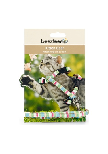Beeztees Yavru Kedi Göğüs Tasması Ve Gezdirme Kayışı, 120cm, Yeşil, 15-33cm