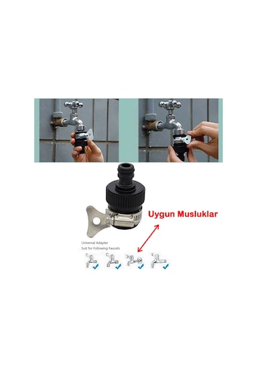 1 Adet Kelepçeli Musluk Adaptörü Musluk Başlığı Musluk Konektörü Musluk Ucu 1