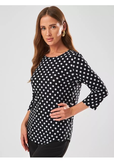 Velurteks 3/4 Kollu Ofis Günlük Bluz 212773912 Siyah Kristal