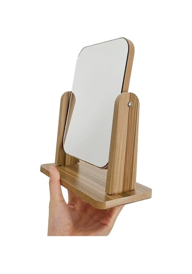 13 Cm Ahşap Tek Taraflı 360 Dönen Masa Aynası Cin805 Kahverengi