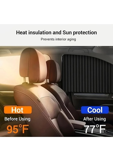 Chuangyinshop Golden 2 Adet Arka Cam Güneşlik Perdesi Manyetik Isı Yalıtımlı Ön Ve Arka Camlar İçin Taşınabilir Güneş Koruma